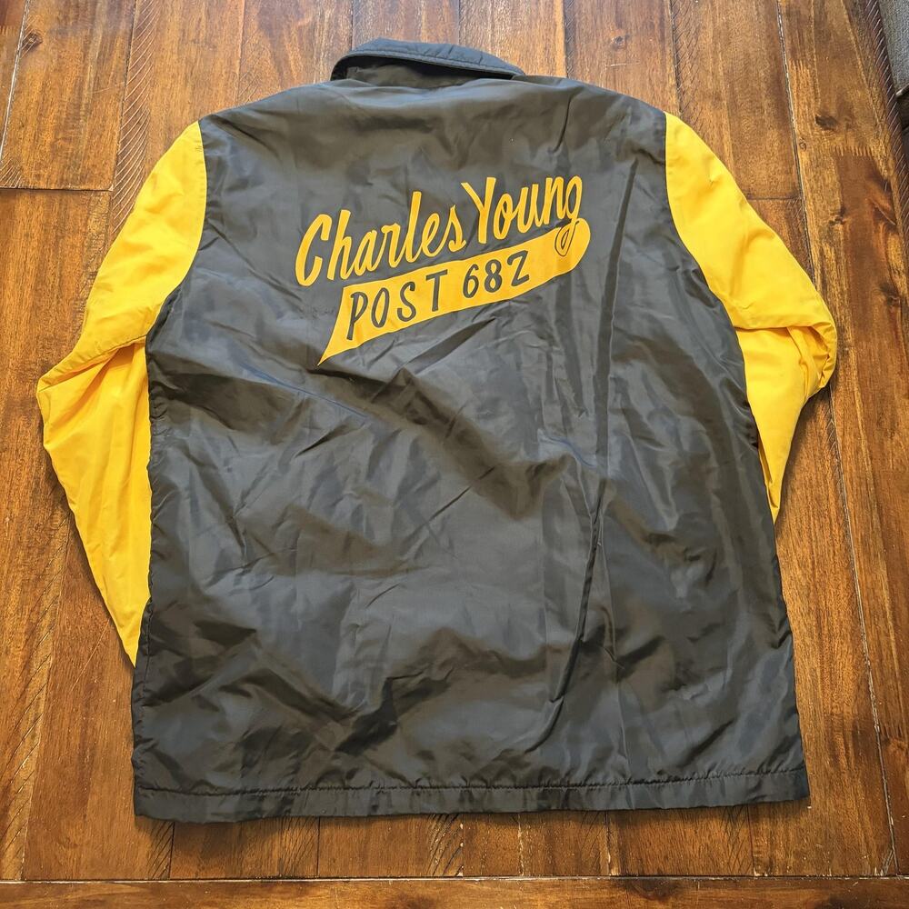 Vintage Maple Jacket Mens Medium Black Yellow Softball 1977 Champs Windbreaker - Picture 13 of 13